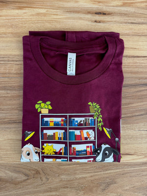 'BOOK BESTIES' tee (maroon)