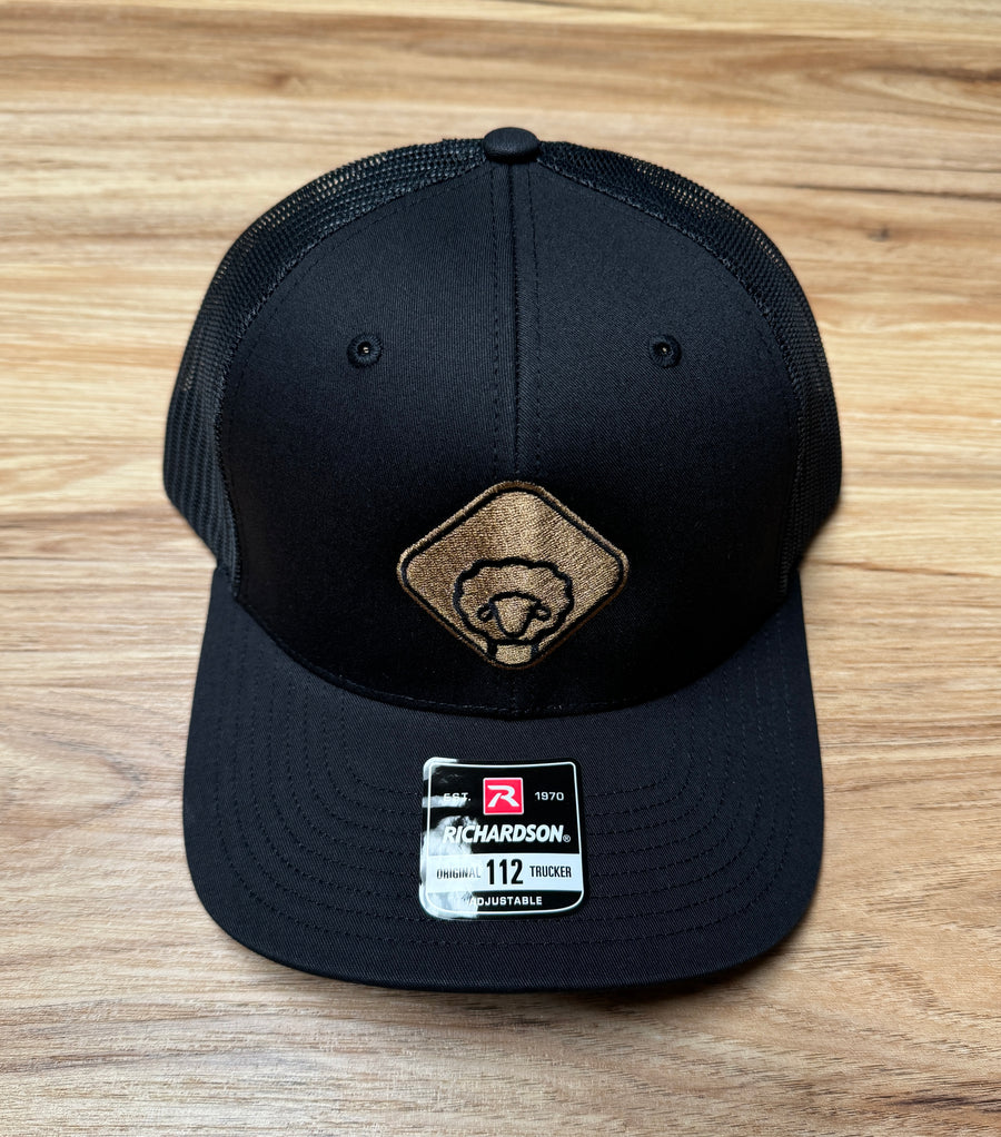 Sheepishly Me TRUCKER HAT (black/gold logo)
